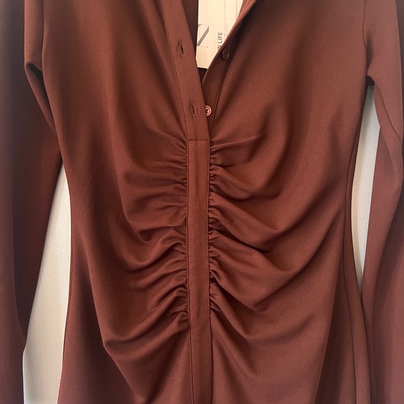 Brown mini long sleeve dress - Picture 4 of 4
